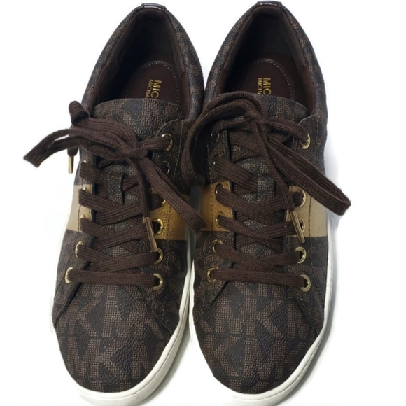 Michael Kors Shoes - Michael Kors Lace Up Sneakers- Brown MK Logo Shoes